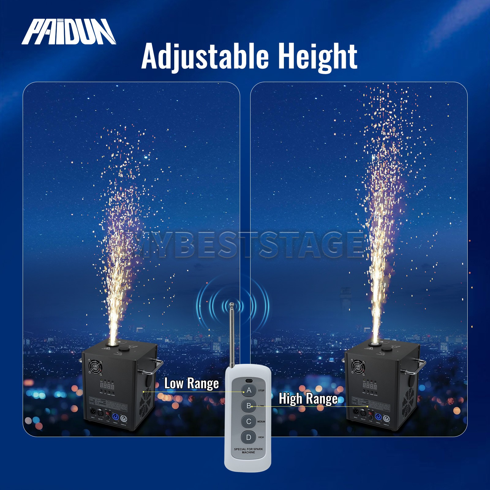 PAIDUN 2PCS Cold Spark Machine 850W Stage Effect Firework Flight Case Wedding DJ