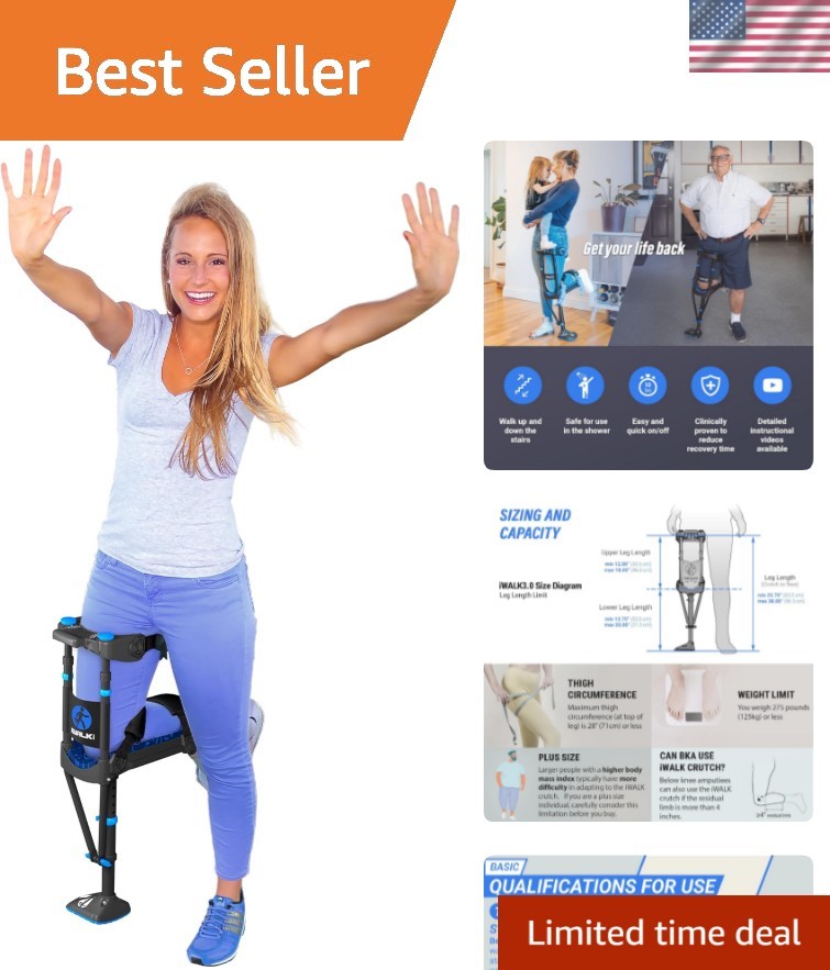 iWALK3.0 – The  Hands Free Knee Crutch - Alternative to Crutches and Knee Sco...
