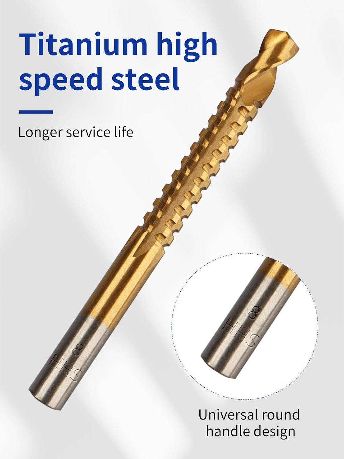 8 Pack 3-10Mm Titanium Coated HSS Twist Drill Bits | Serrated Side Cutting Drill