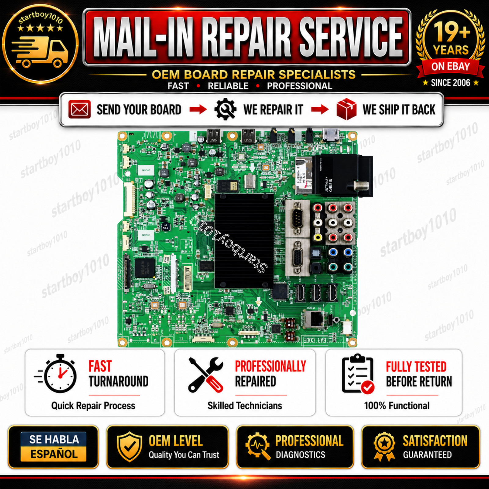 REPAIR SERVICE LG 55LE5400-UC MAIN BOARD EBU60884402 EAX61532702 EBR66234601