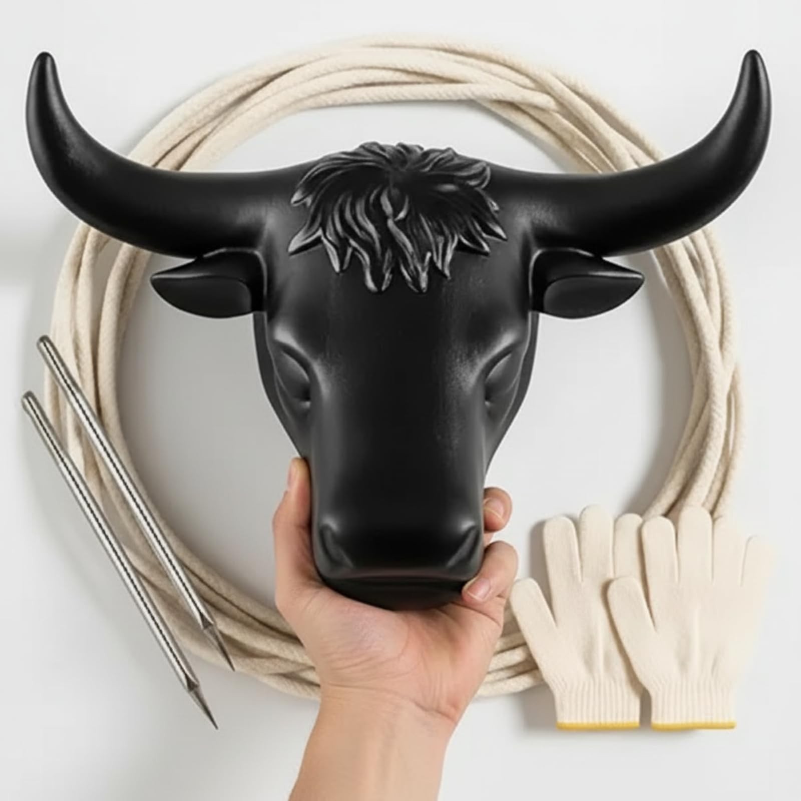 Crowye 1 Set Small Roping Dummy Plastic Junior Steer Head Dummy Set Horn Spre...