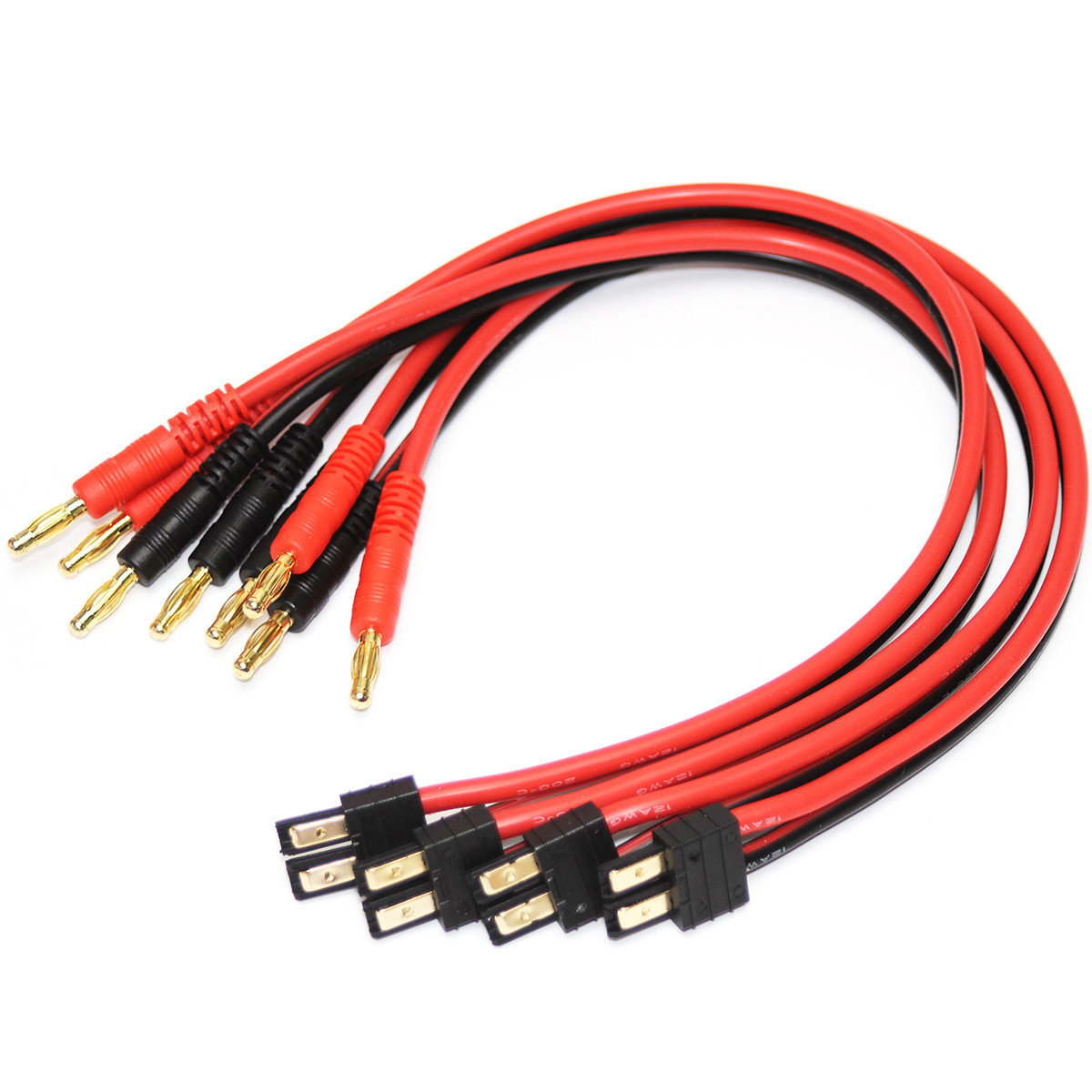 (4) Power Charger Adapters (Traxxas Plug to 4mm Bullet Connector) 12 GAUGE WIRE