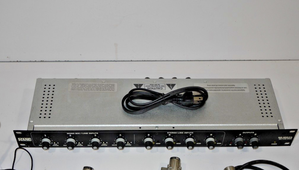 RANE SINGLE SPACE RACK MOUNT MIXER with SHURE TABLE MIC and Vintage Mic cable