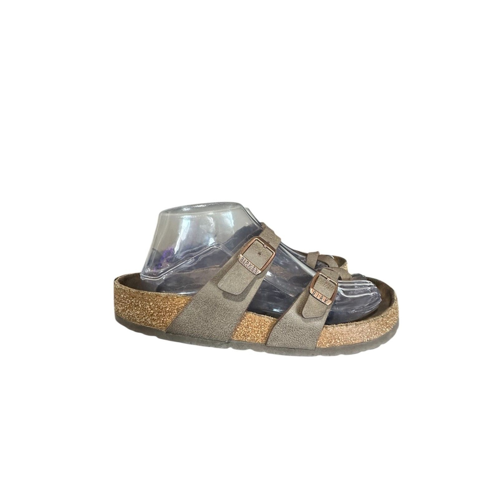Birkenstock Franca Sandal Sz 38 US 7.5 Womens Leather Double Buckle Gray Used