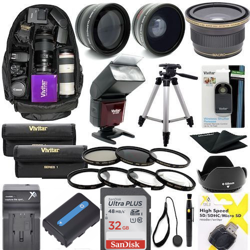 SONY ALPHA A6000 FULL HD 32GB KIT LENSES-FLASH-BACKPACK-60" TRIPOD-FILTERS-MACRO