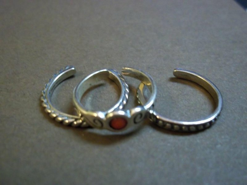Silpada 3 TOE sterling rings ROPE DOTS Coral O1381 stackable ARTISAN DESIGNER