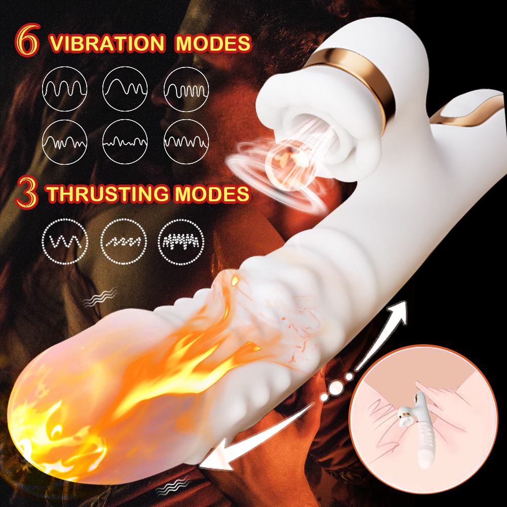 Thrusting Dildo Clit Sucking G-spot Heating Rabbit Vibrator Sex toys for Women