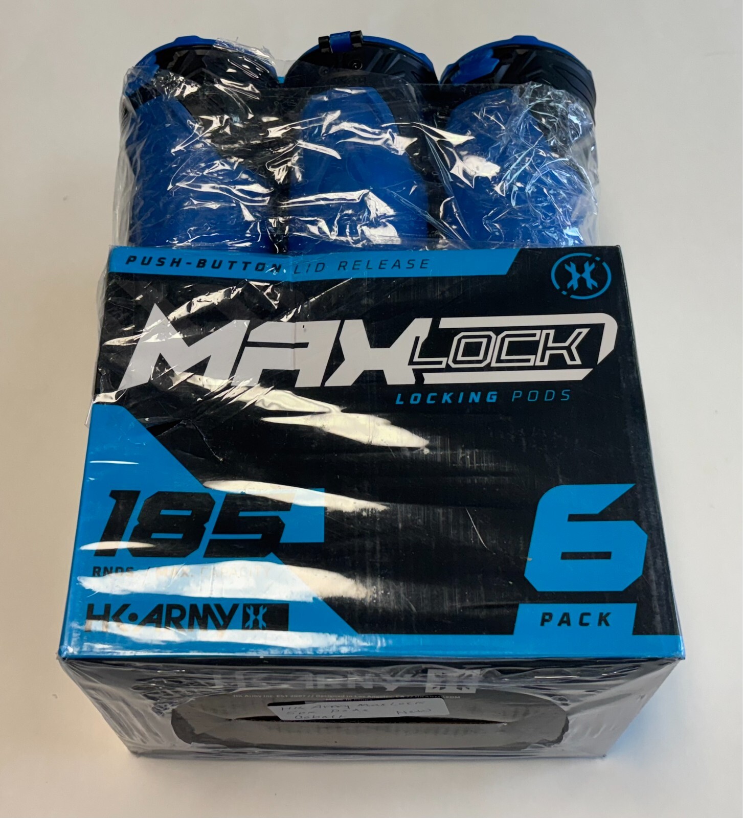 NEW HK Army 5-Pack 185 Round MaxLock Paintball Pods - Cobalt