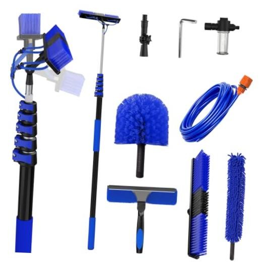 30FT Reach Solar Panel Cleaning Brush Kit with 5-Telescoping Pole, 40FT 24FT