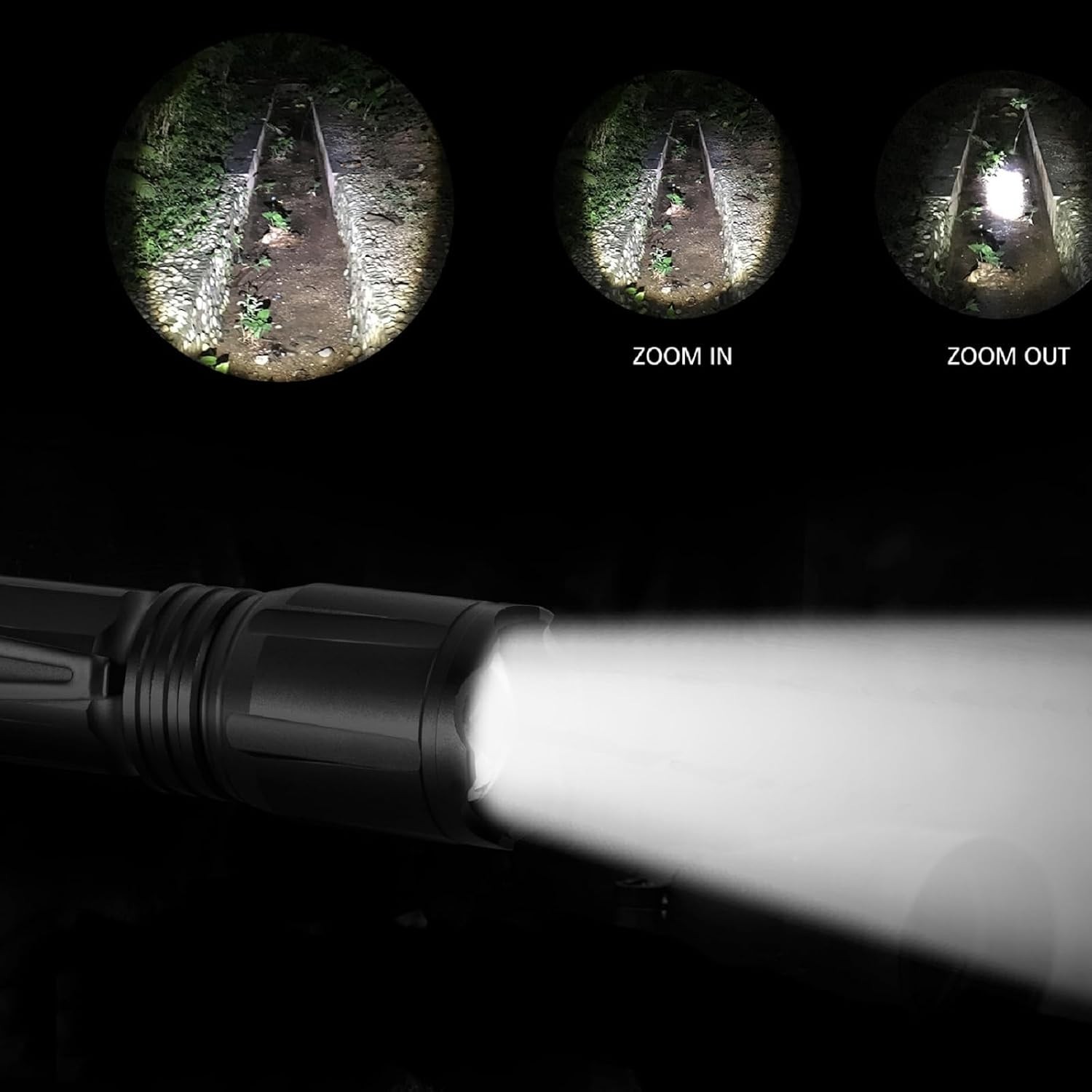 Lightweight Zoomable RGBW LED Flashlight - Perfect for Adventures & Night Vision