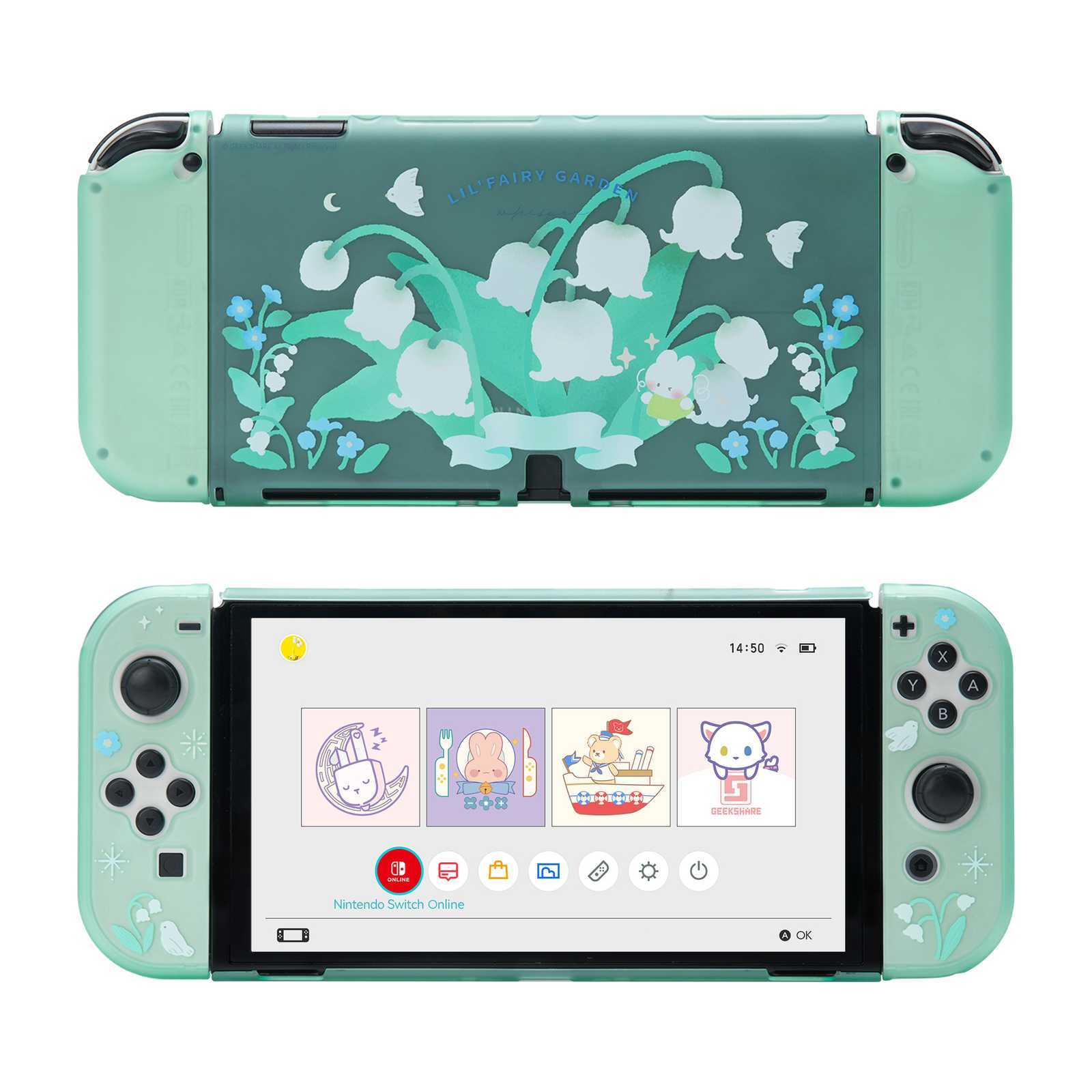 GeekShare Case for Nintendo Switch OLED Console and JoyCon Cover Dream Flowers