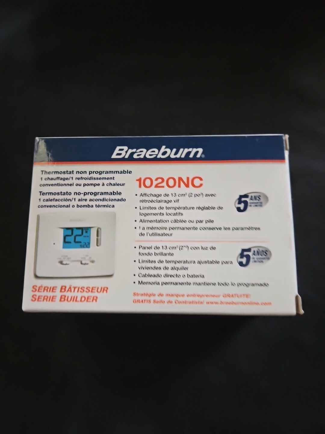 Braeburn Thermostat Non-Programmable 1020NC