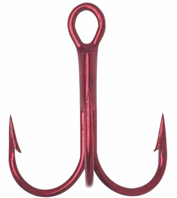25 pack - VMC #1/0-9626TR 4x-Strong Treble Hook - TIN RED - O'Shaughnessy