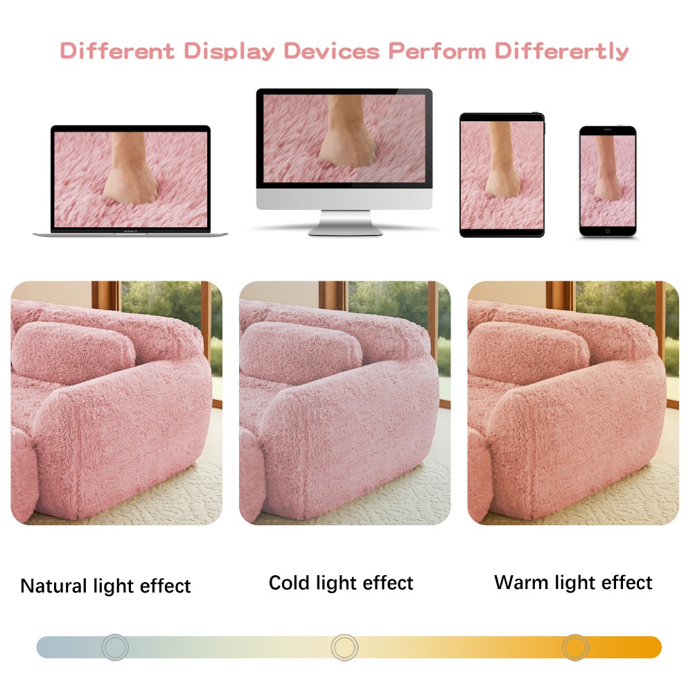 Modular Sectional Sofa w/ Ottoman & Pillows, Plush Pink Fabric