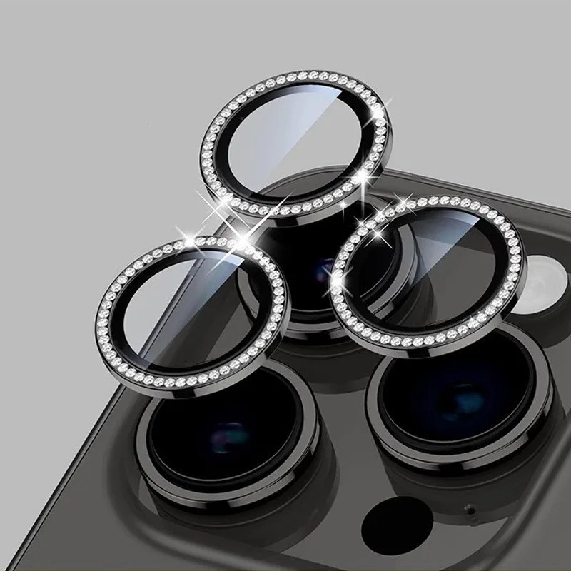 For iPhone 17 16 15 14 13 12Bling Glitter Diamond Camera Lens Protector Case.