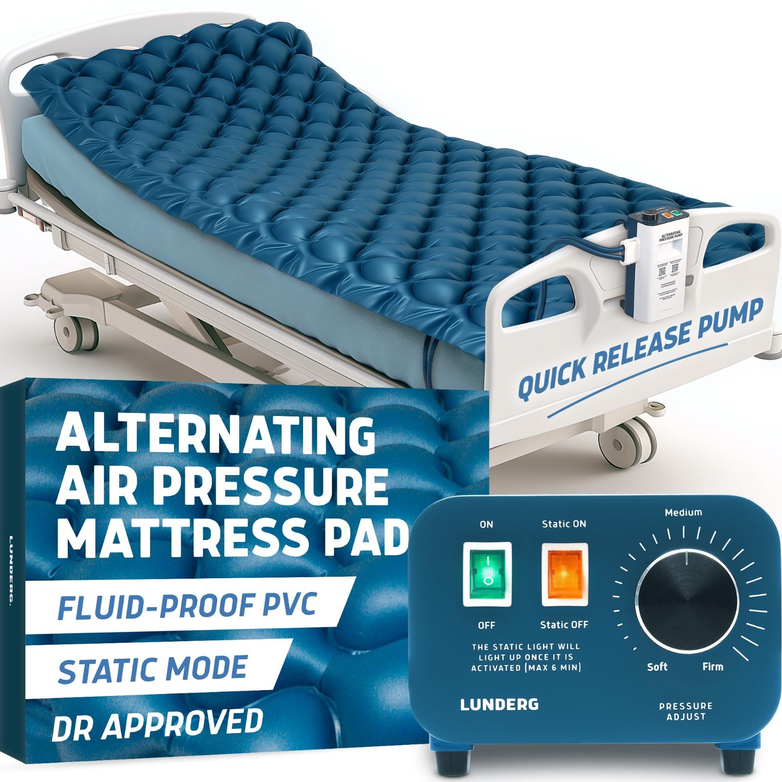 Alternating Air Pressure Mattress Pad with Static Mode - Comfortable Bed NEW