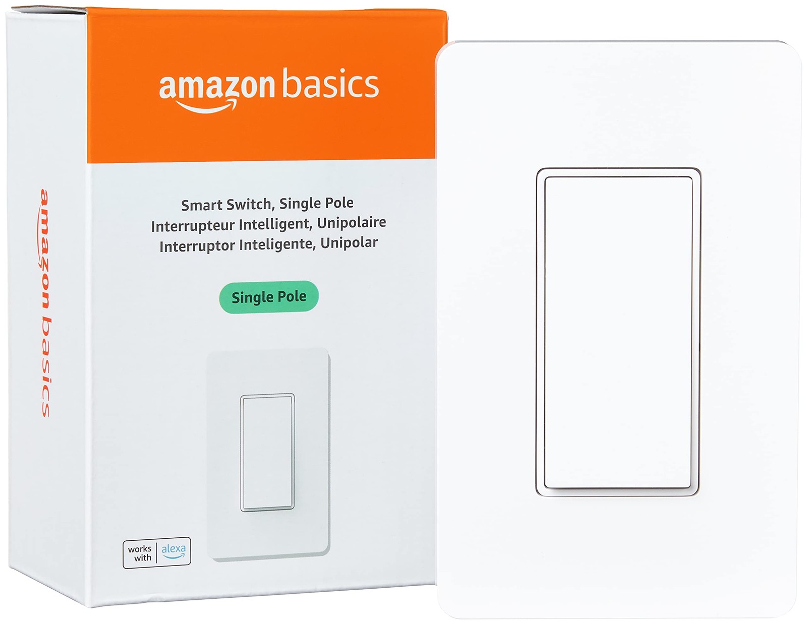 Amazon Basics Smart Switch, Single Pole, Works ‎2.91 x 1.62 x 4.65 in, White