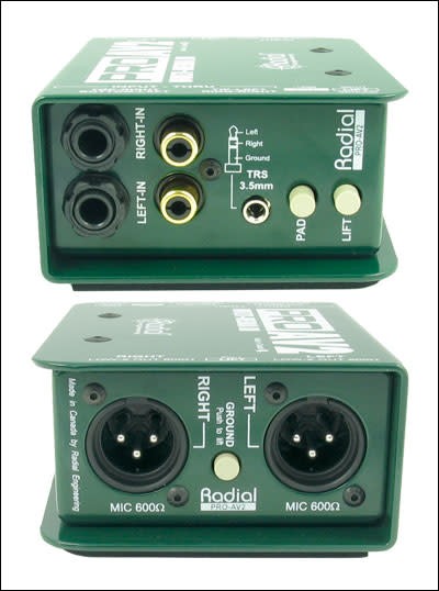 Radial PRO AV2 PROAV2 Direct Box Stereo RCA DI w/ Mic Cable