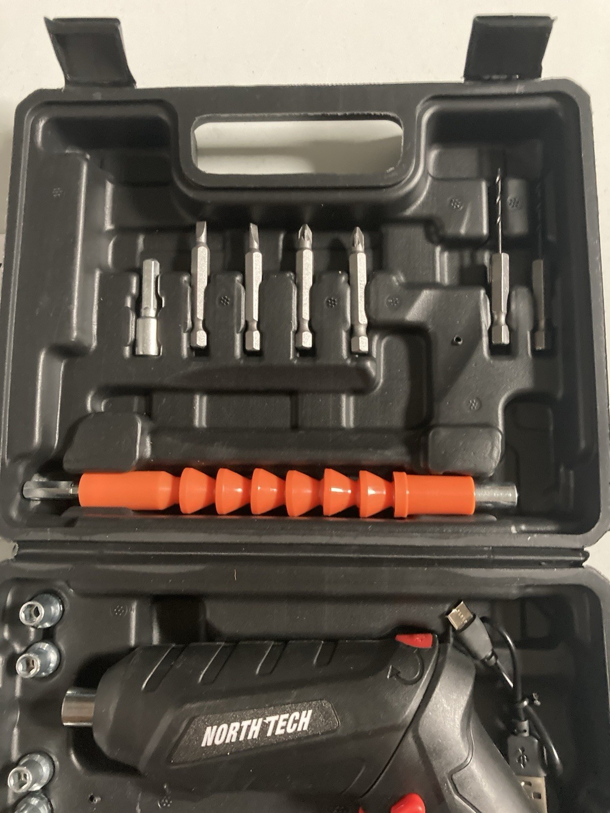 North Tech 3.7V Cordless Screwdriver Tool Socket Set Carrying Case Rechargeable