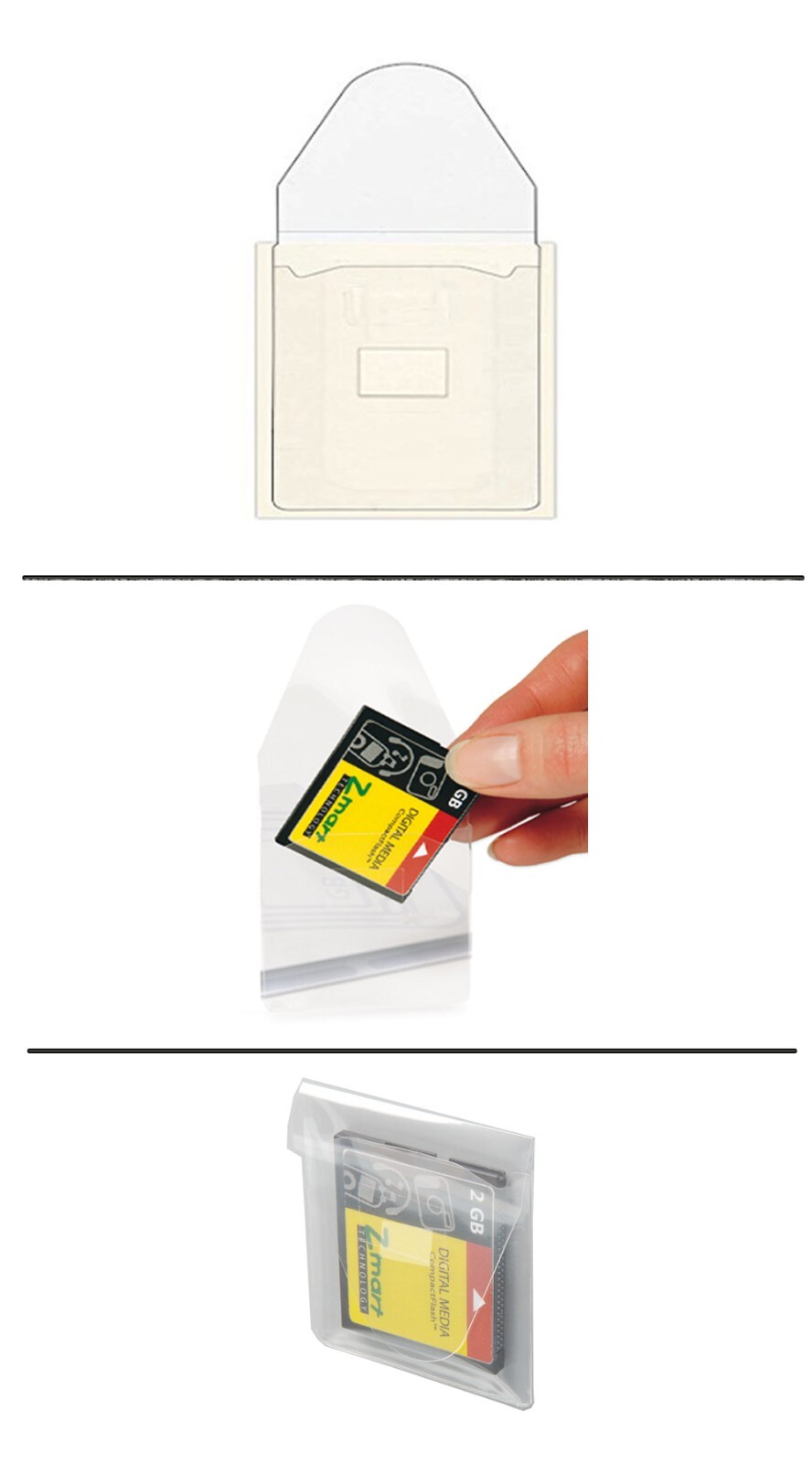 Peel & Stick SD Memory Card Pocket w/ Peel &Stick Flap - 10 each FREE Shipping