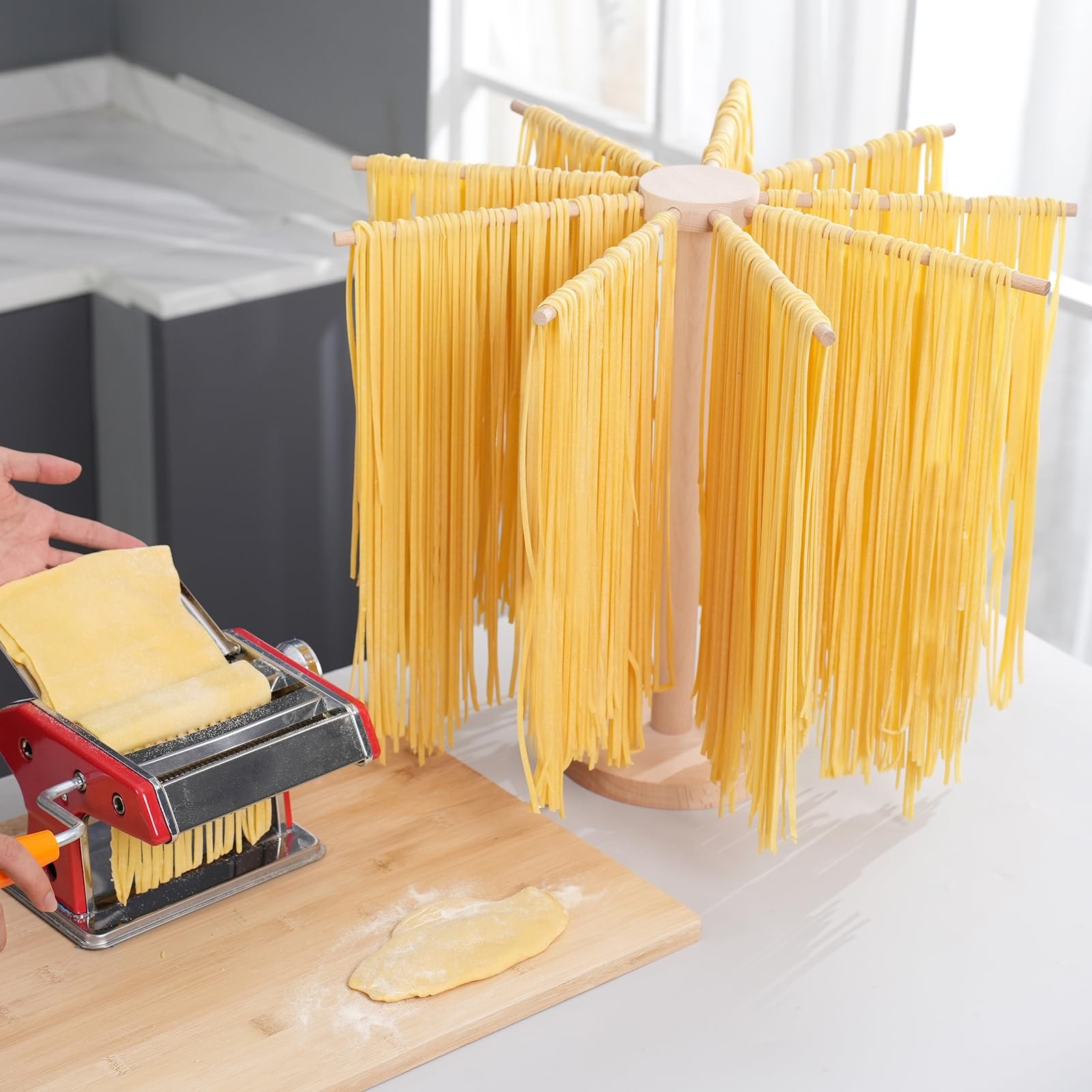Pasta Drying Rack, Large Wood Rack Collapsible Extra Large,