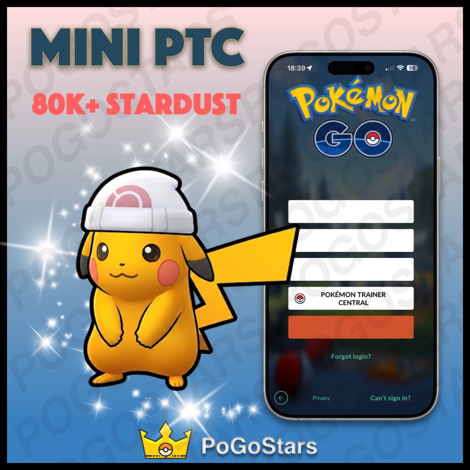 Pokémon PTC GO - Shiny Pikachu Dawn's Hat - 80K Stardust✨Description✨