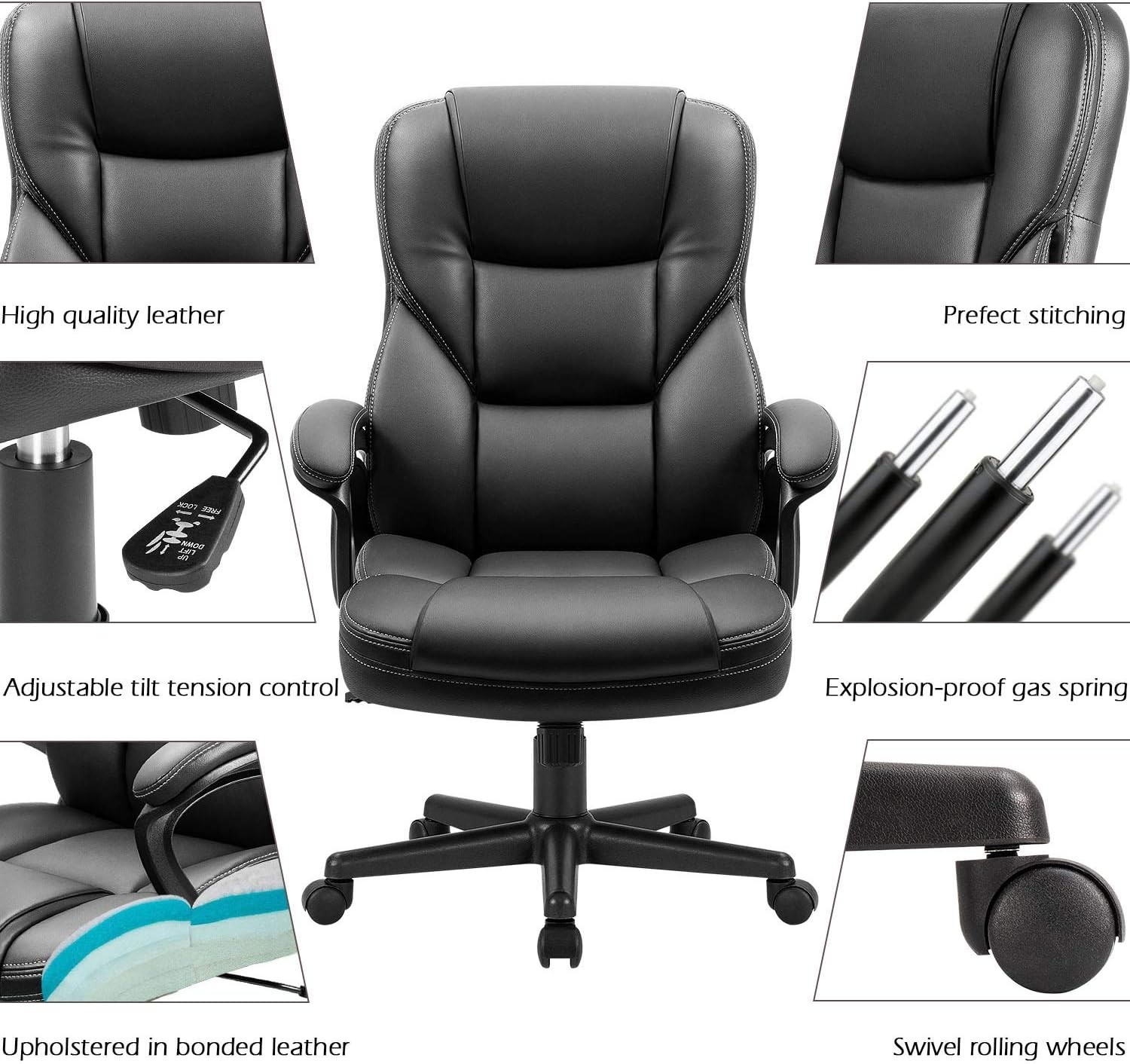 Office Executive Chair High Back Adjustable Managerial Computer PU Leather Chair