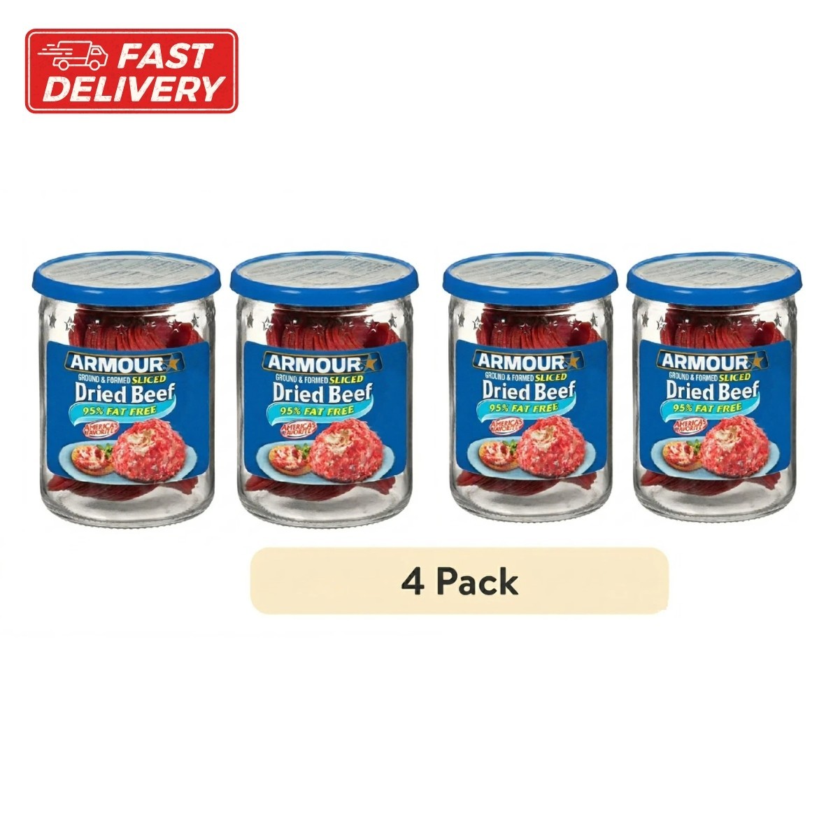(4 pack) Armour Star Sliced Dried Beef, Jarred Meat, 2.25 oz.
