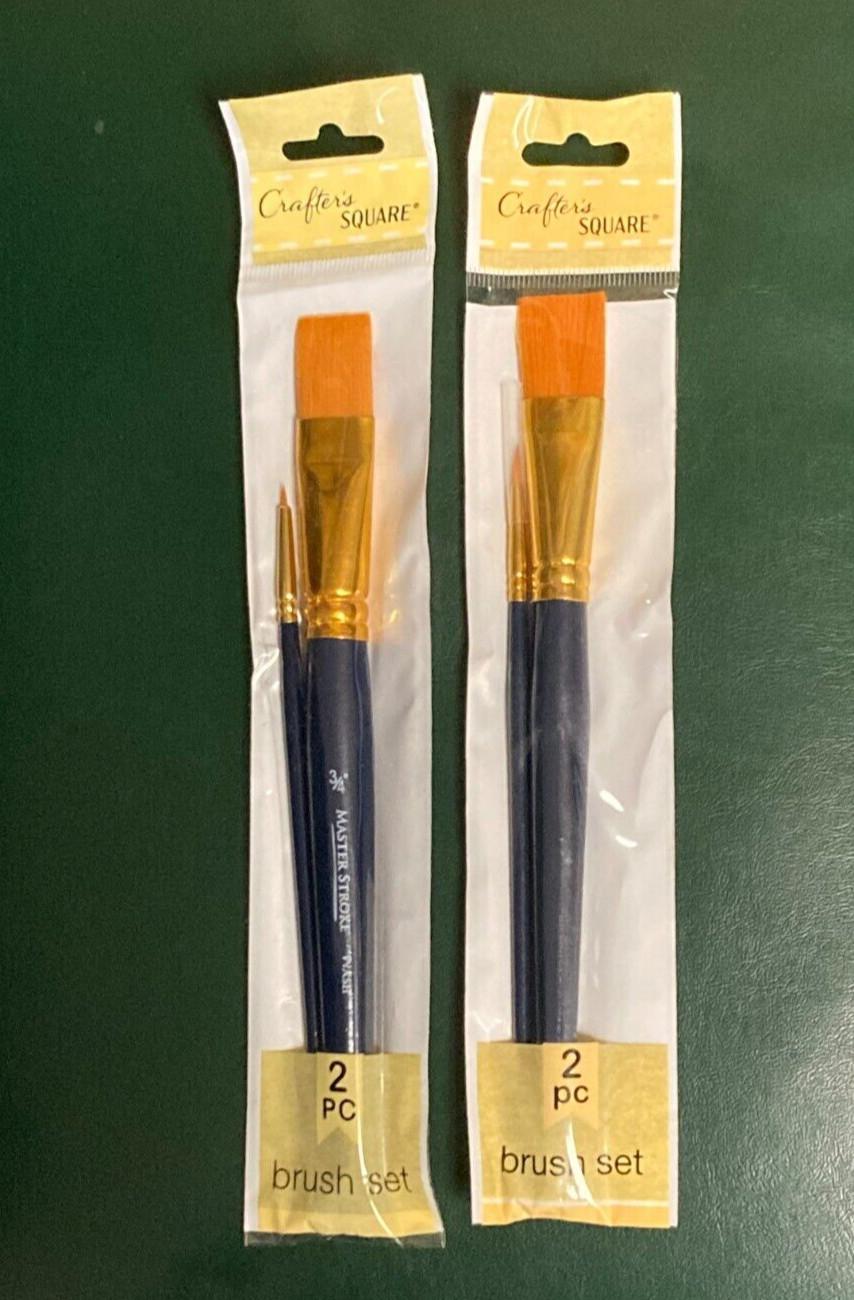 (2) PKGS. Crafter's Square 2 Piece Artist Master Stroke Paint Brush Sets