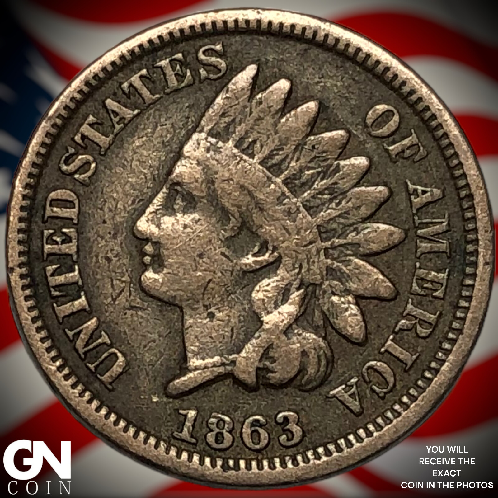 1863 Indian Head Cent Penny X8173