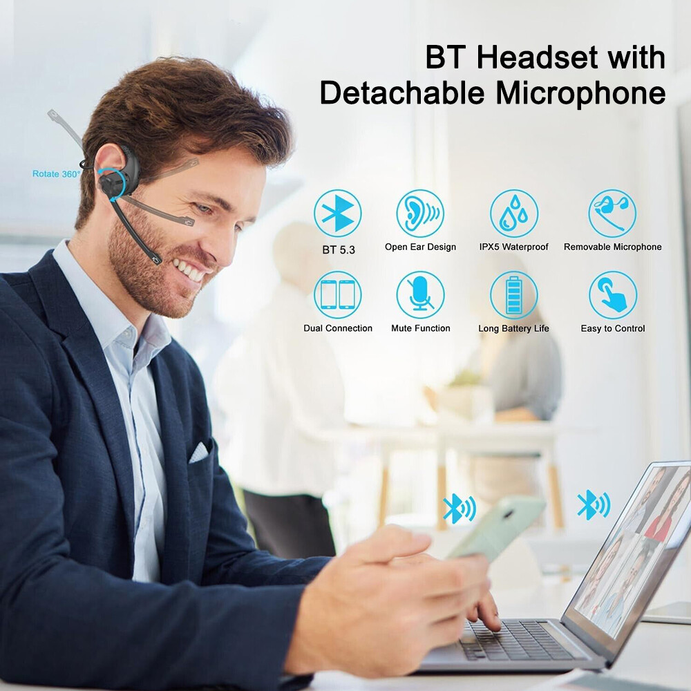 Mpow Bluetooth Headset & Magnetic Mic Wireless Sport Headphone Bone Conduction