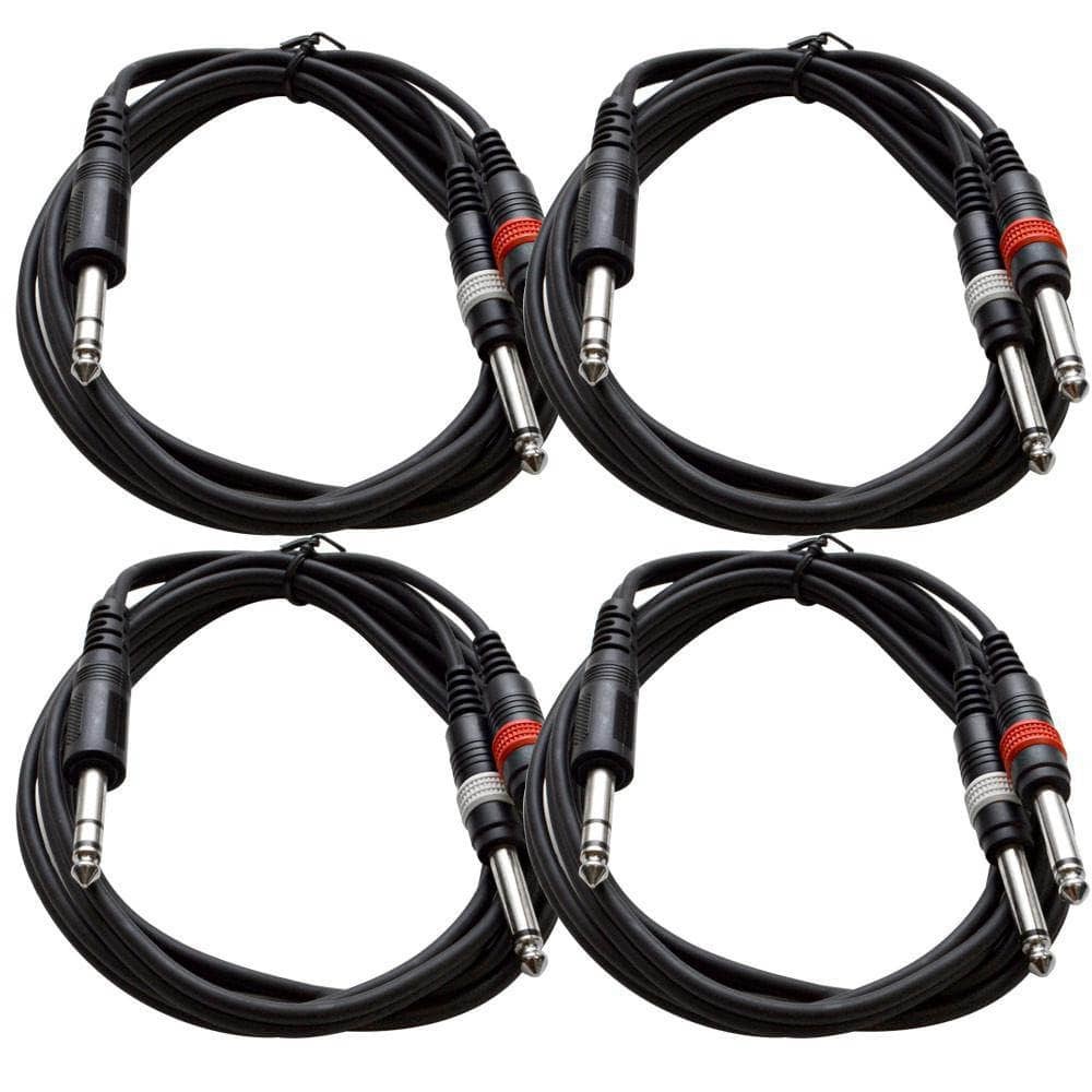 4 Pack 6 Ft Insert Cable TRS 1/4" to Dual TS 1/4"