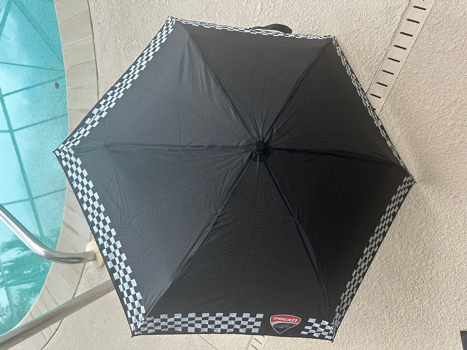 Original DUCATI Corse black Pocket Travel Umbrella New W Pouch !! From Italy