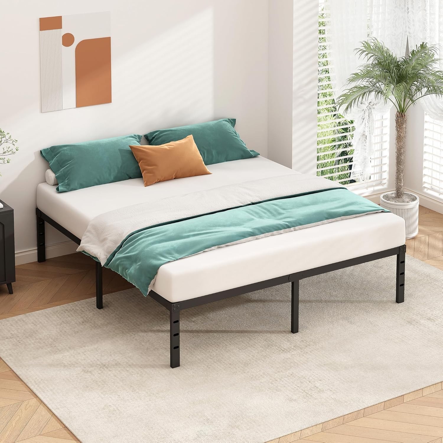 Minimalist 14-Inch Metal Platform Bed Frame – Ultimate Stability & Storage