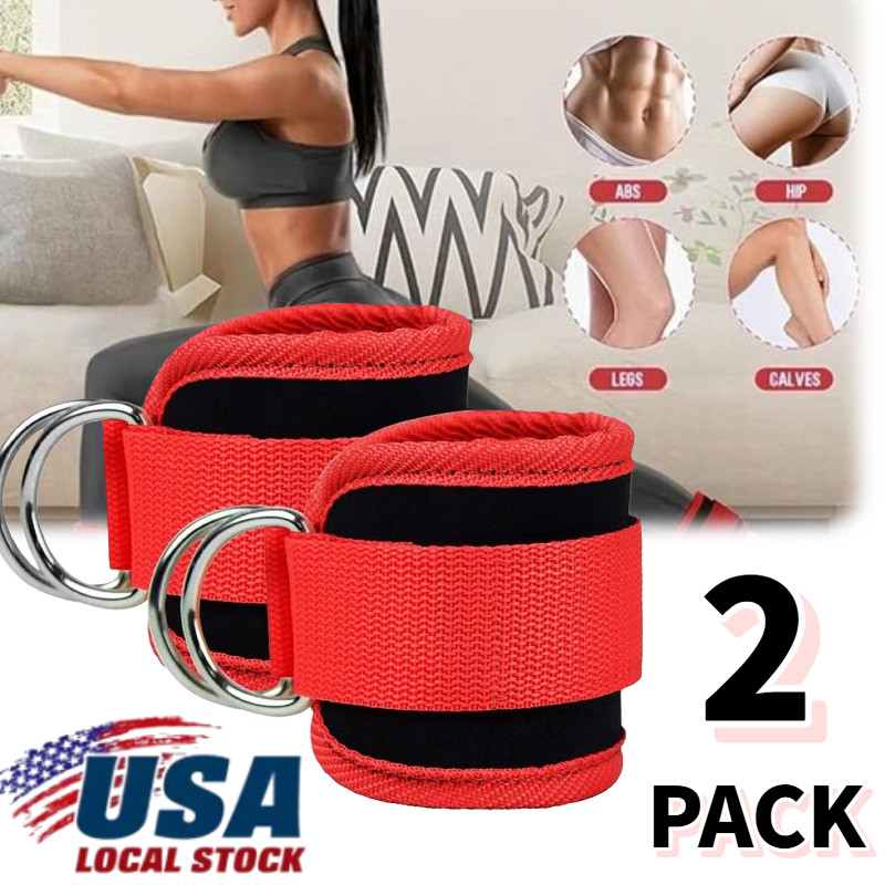 Ankle Straps Cuffs Padded Glute Kickback D-Ring Cable Attachment Gym Leg Brace