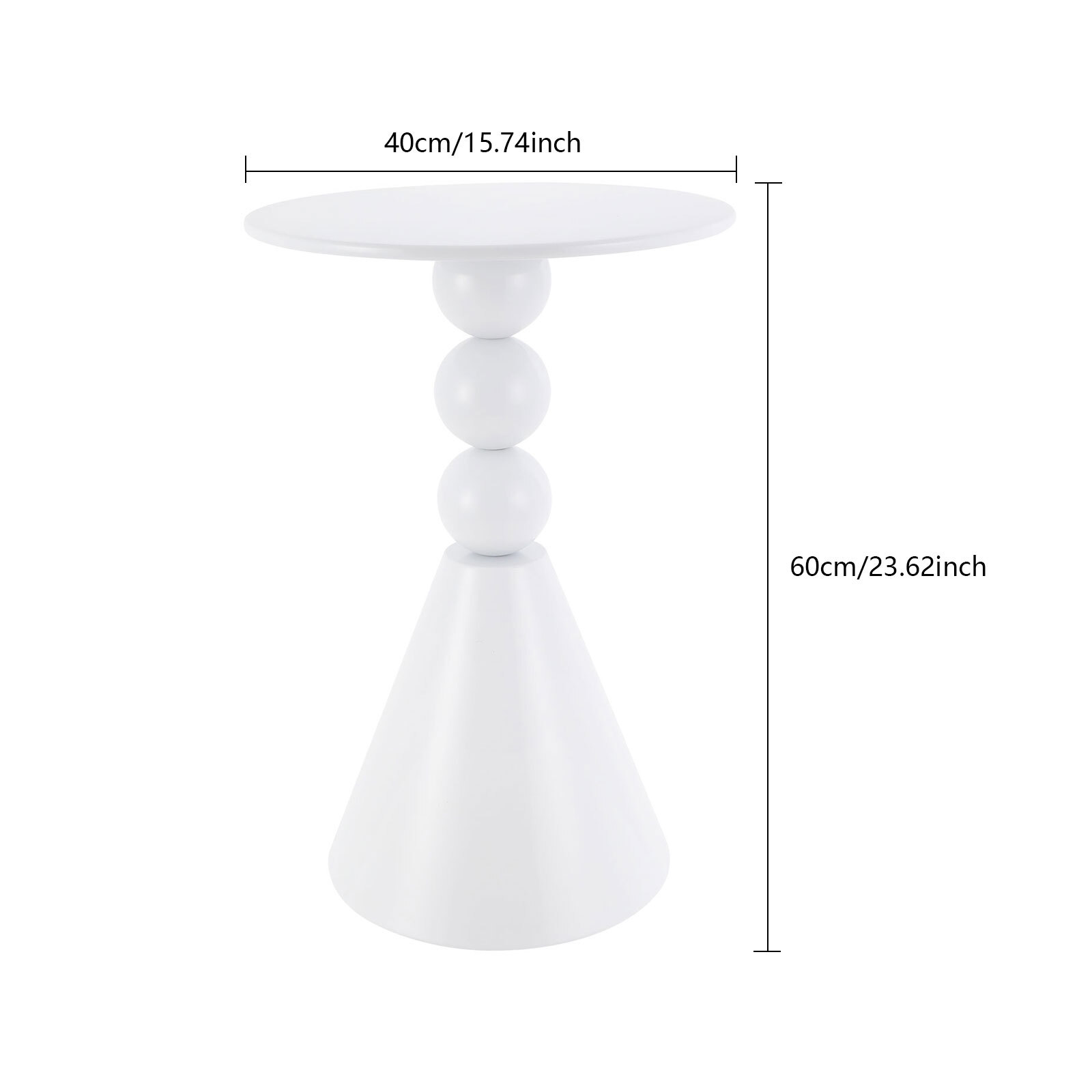 Round Side Table Modern Small End Table Cream Pedestal Circle Accent Table Metal