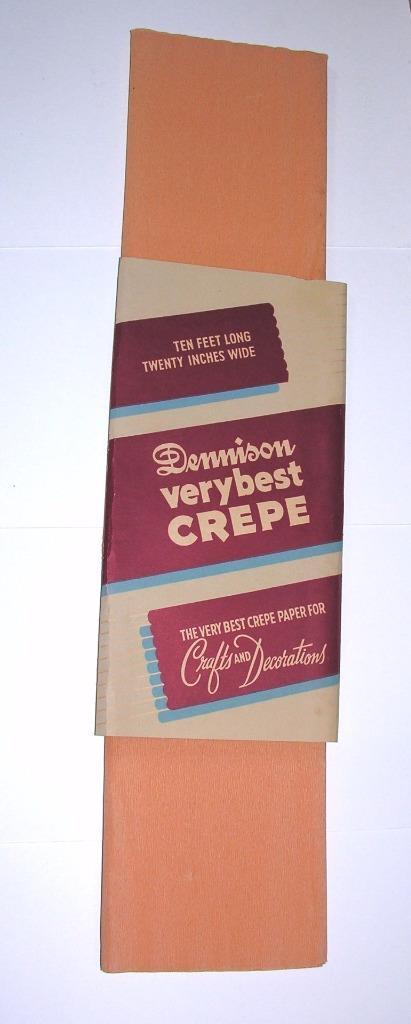 SCARCE 1950'S VTG DENNISON CREPE PAPER - PEACH, FULL ROLL nos iop GRT CRAFTS