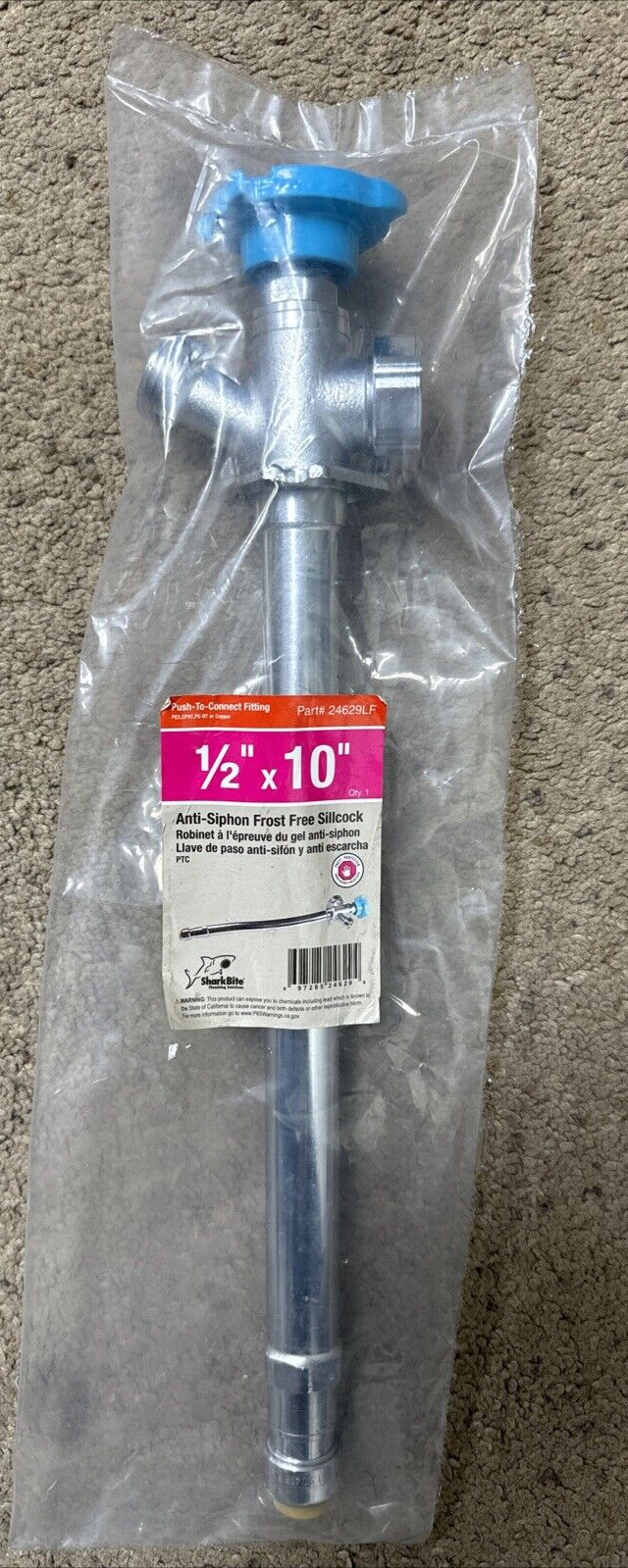 SharkBite 10 Inch Frost Free Sillcock 1/2 x 3/4 Inch MHT Push to Connect Bras...