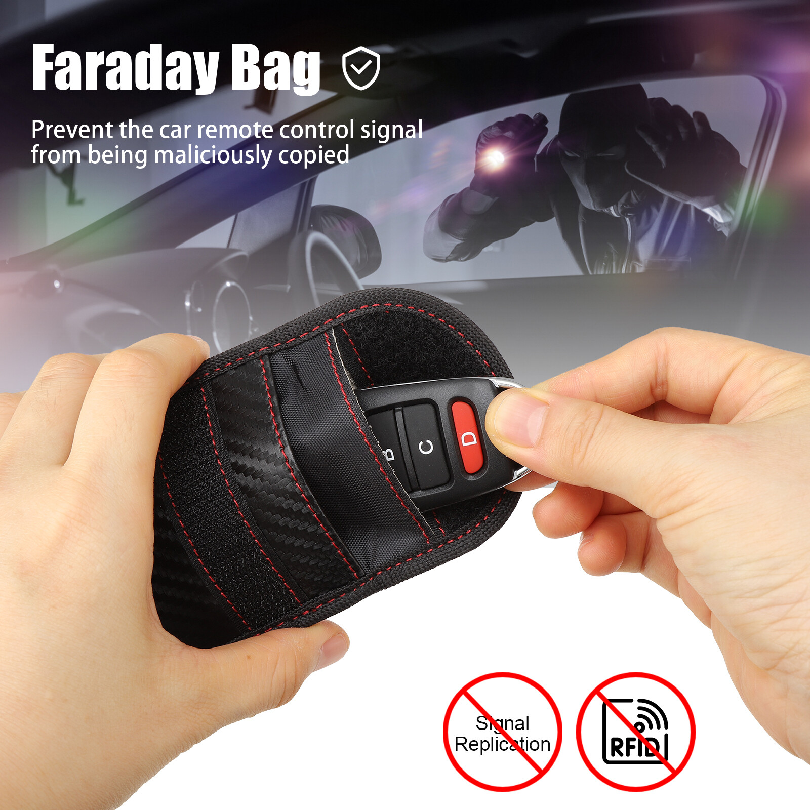 Car Key Signal Blocker Bag Faraday Fob Pouch Keyless RFID Security Blocking Case