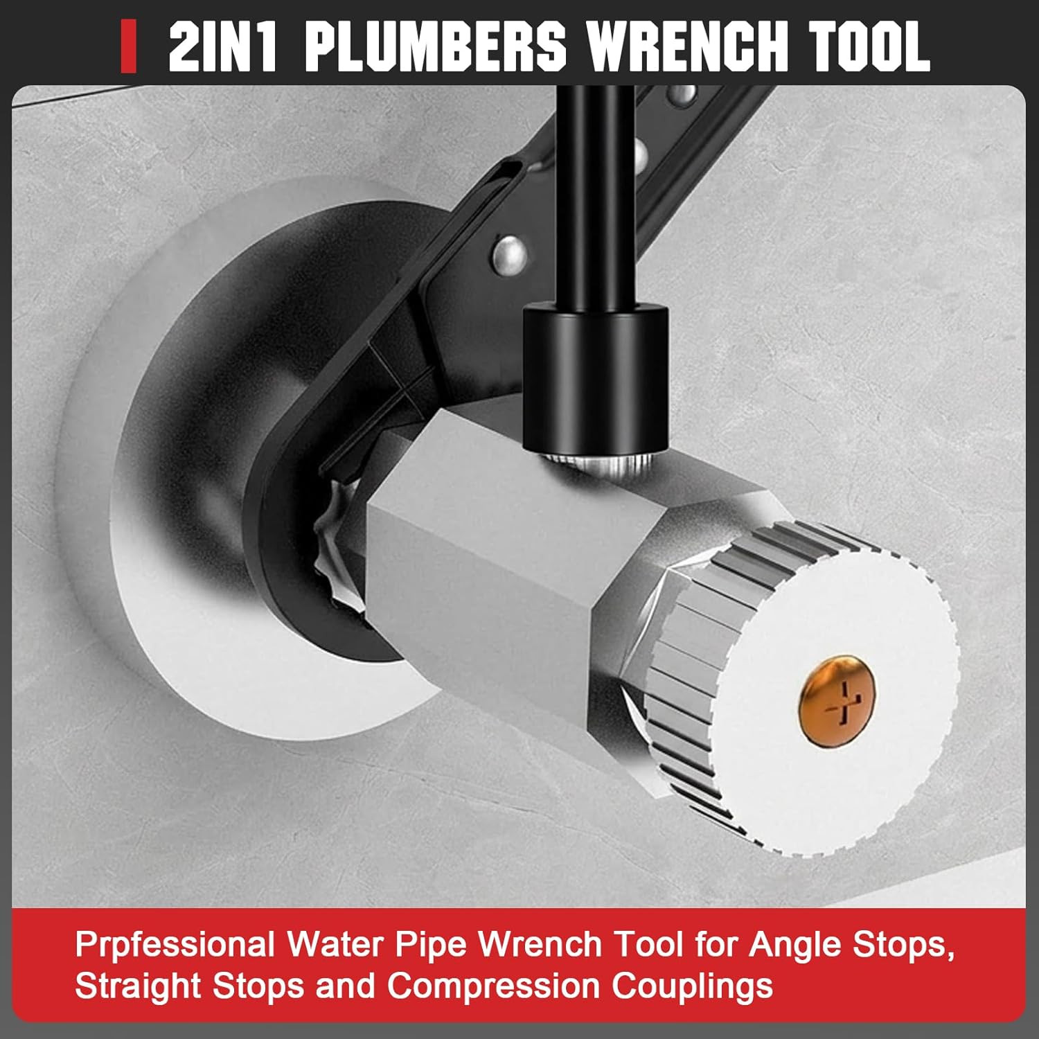 Plumbing Tools Angle Stop Wrench Kit, 3 PCS Plumbers Tool Set with Compression S