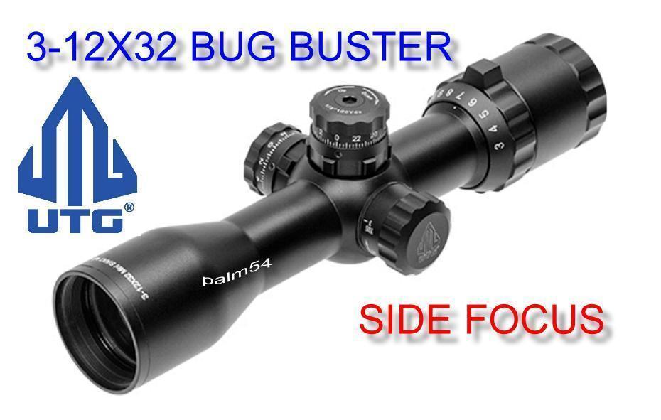 Leapers UTG 3-12x32 CQB Bug Buster SIDE FOCUS LENS COVERS & Quick Detach RINGS