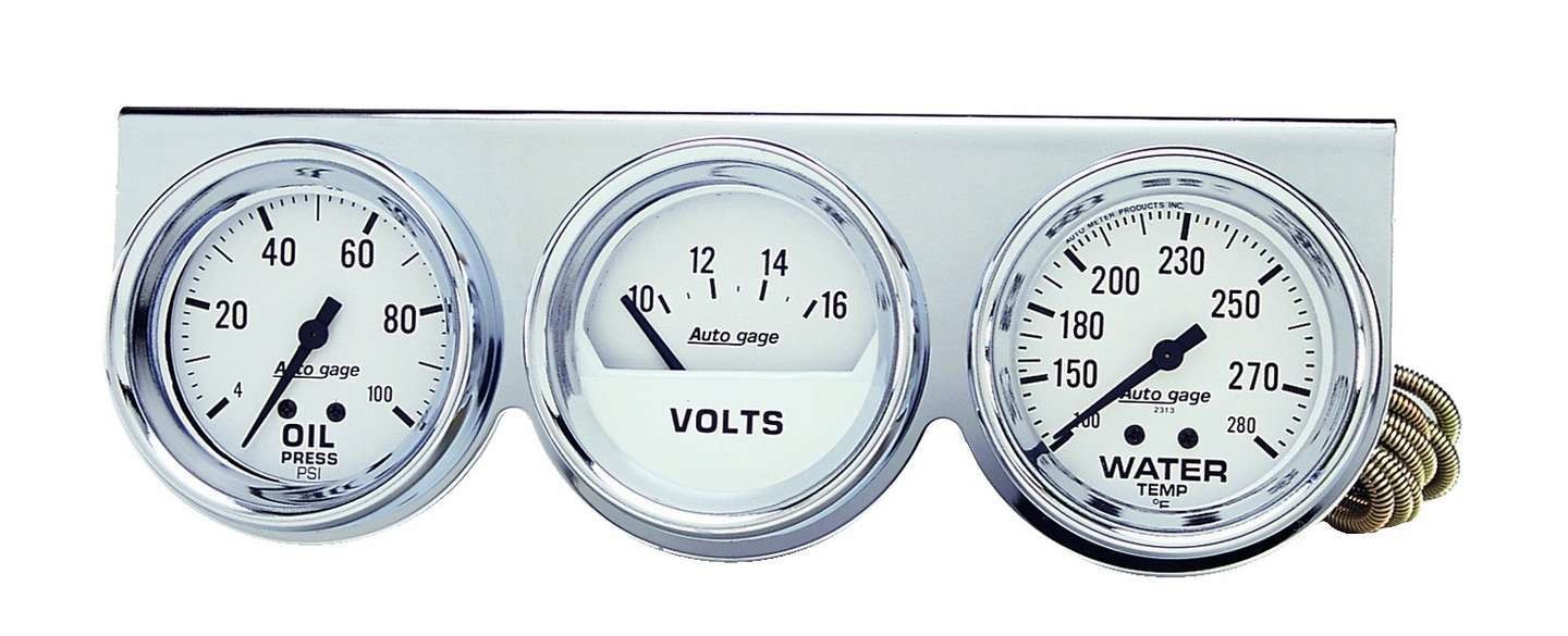 AUTOMETER 2329 2-5/8in Oil/Volt/Water Chrome Console