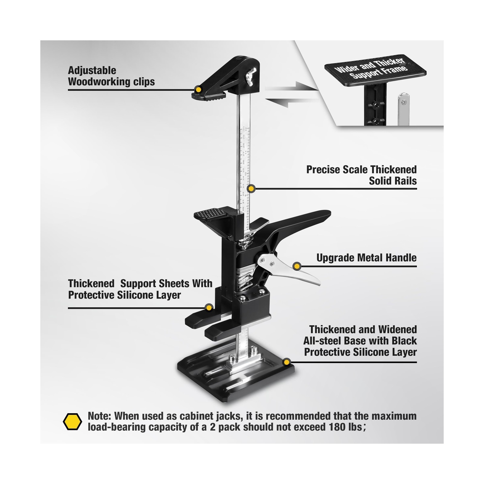 YELLOW JACKET Cabinet Jacks 2 Pack for Installing Cabinets, Labor Saving Arm ...