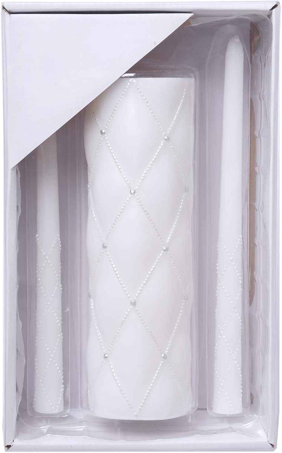 Hosley 11.5" High White Wedding Unity Candle Set
