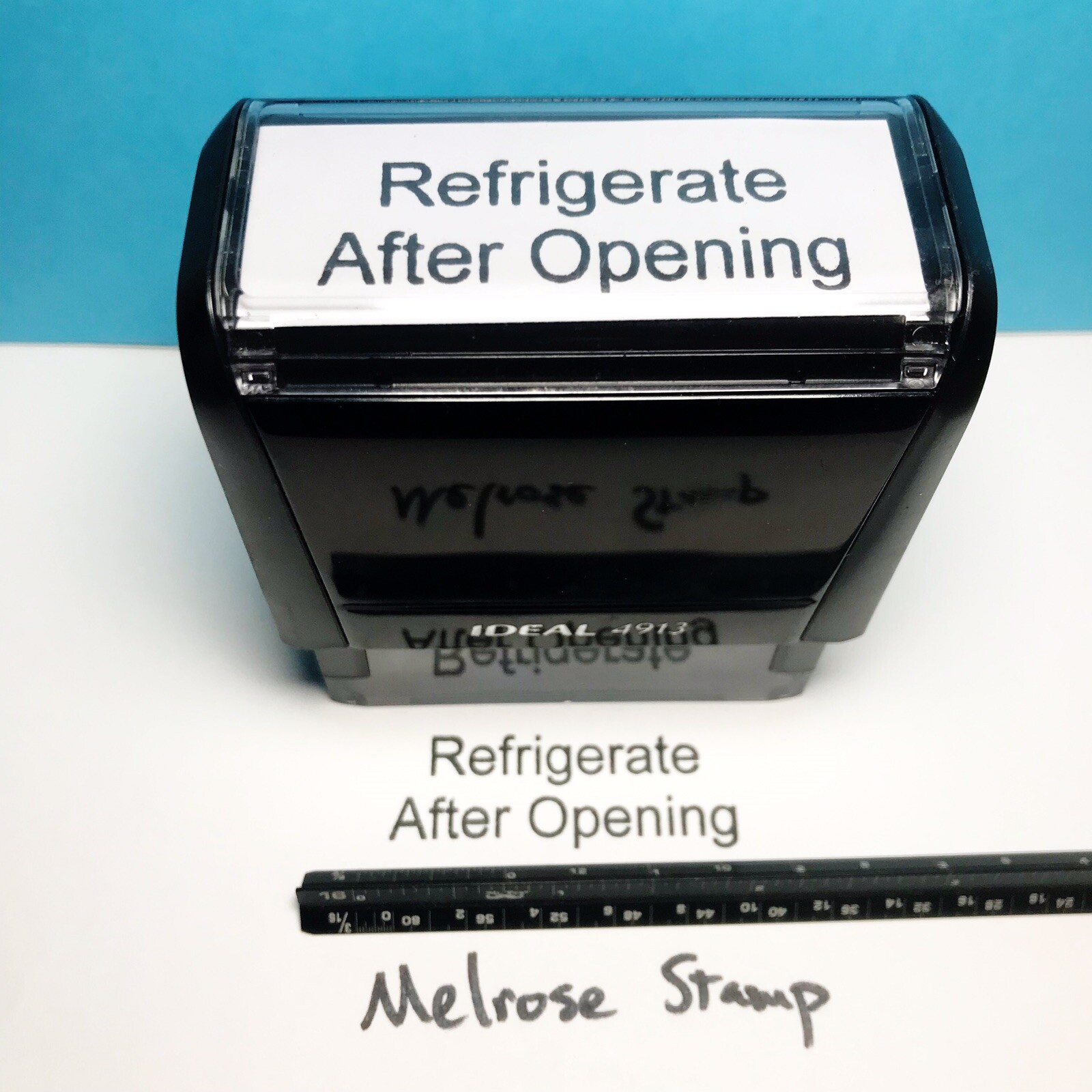 Refrigerate After Opening Rubber Stamp Black Ink Self Inking Ideal 4913