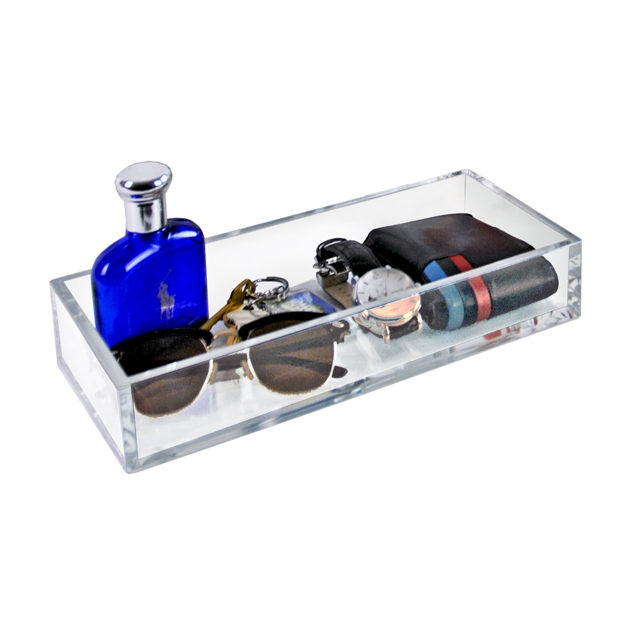 Azar Displays Large Acrylic Rectangle Tray for Desk/Counter, 4 Pack