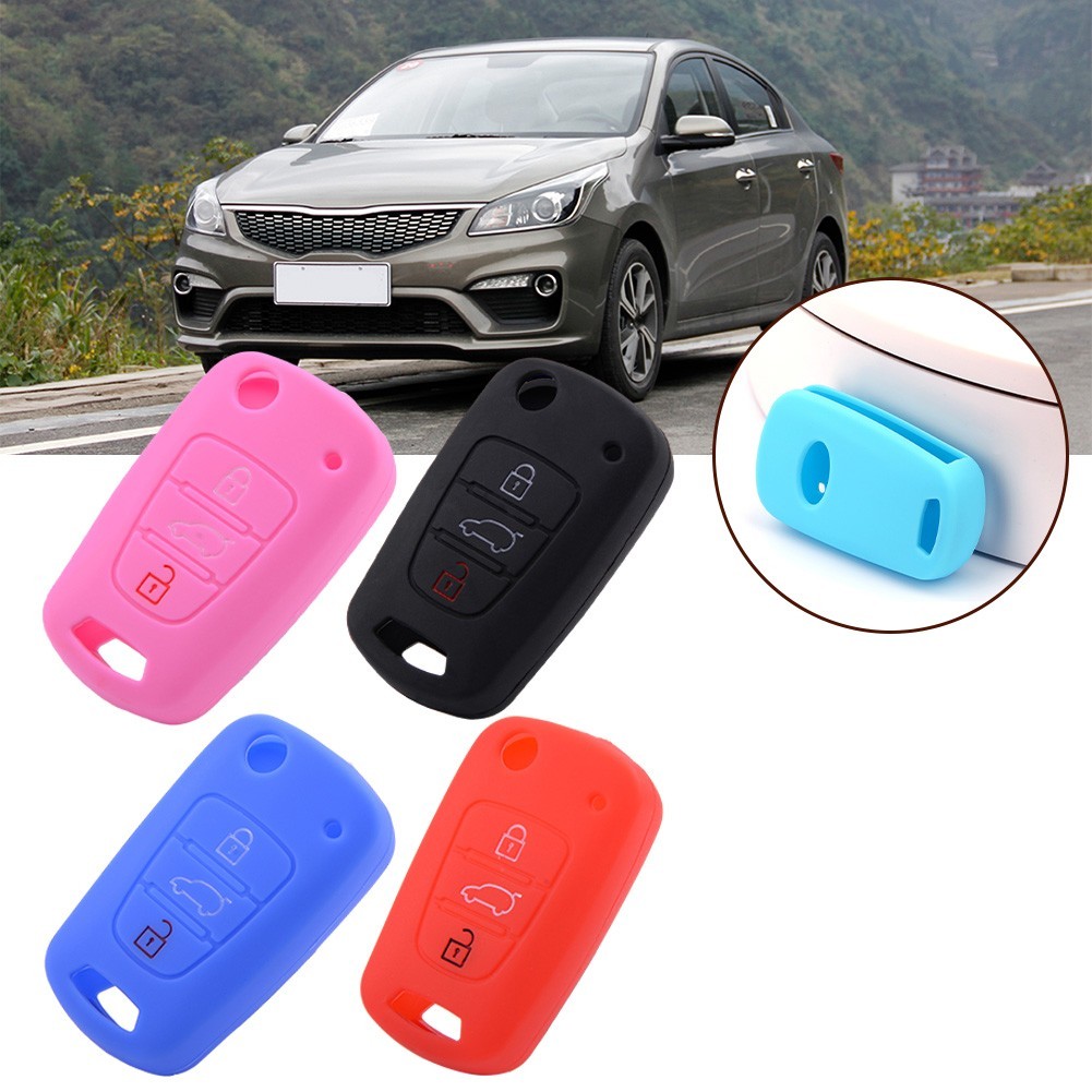 Convenient Dandkey 3 Buttons Silicone Car Key Sleeve for For Hyundai i20 Light