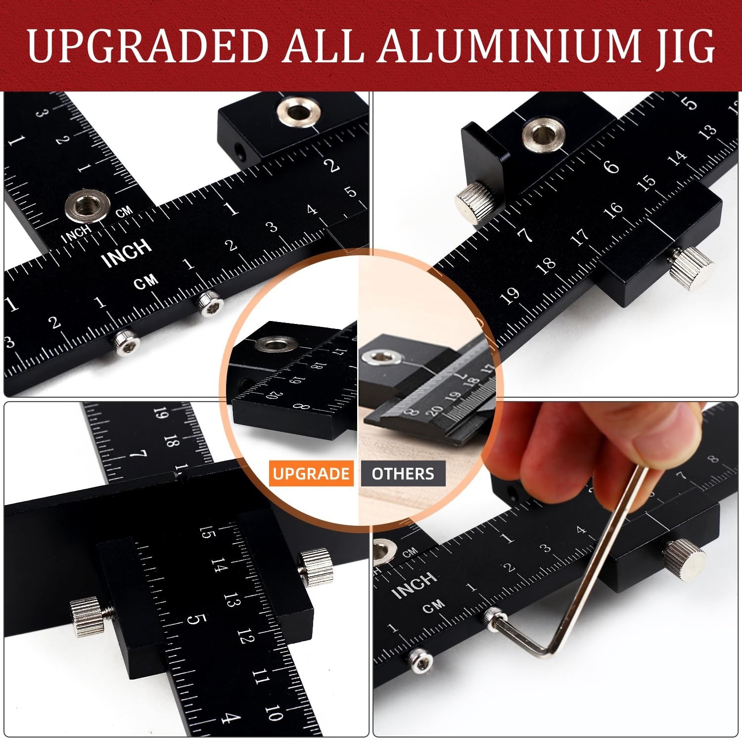 Adjustable Cabinet Hardware Jig Tool - Drill Guide for Handles & Knobs, Punch Lo