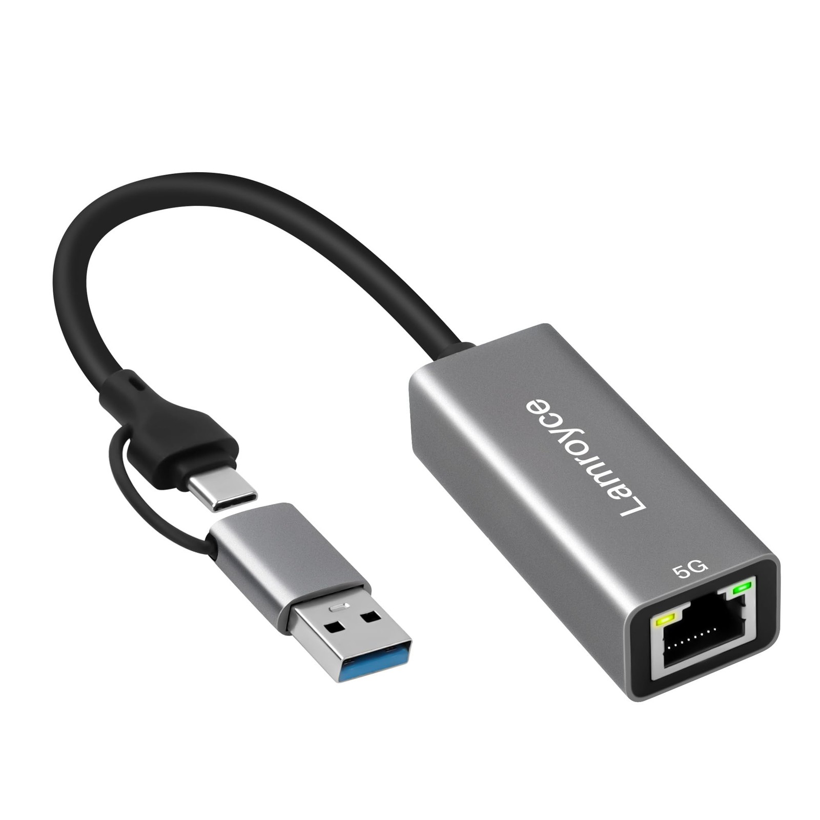 USB 3.0 to Ethernet Adapter 5G, C 3.1 RJ45 5Gigabit LAN space gray