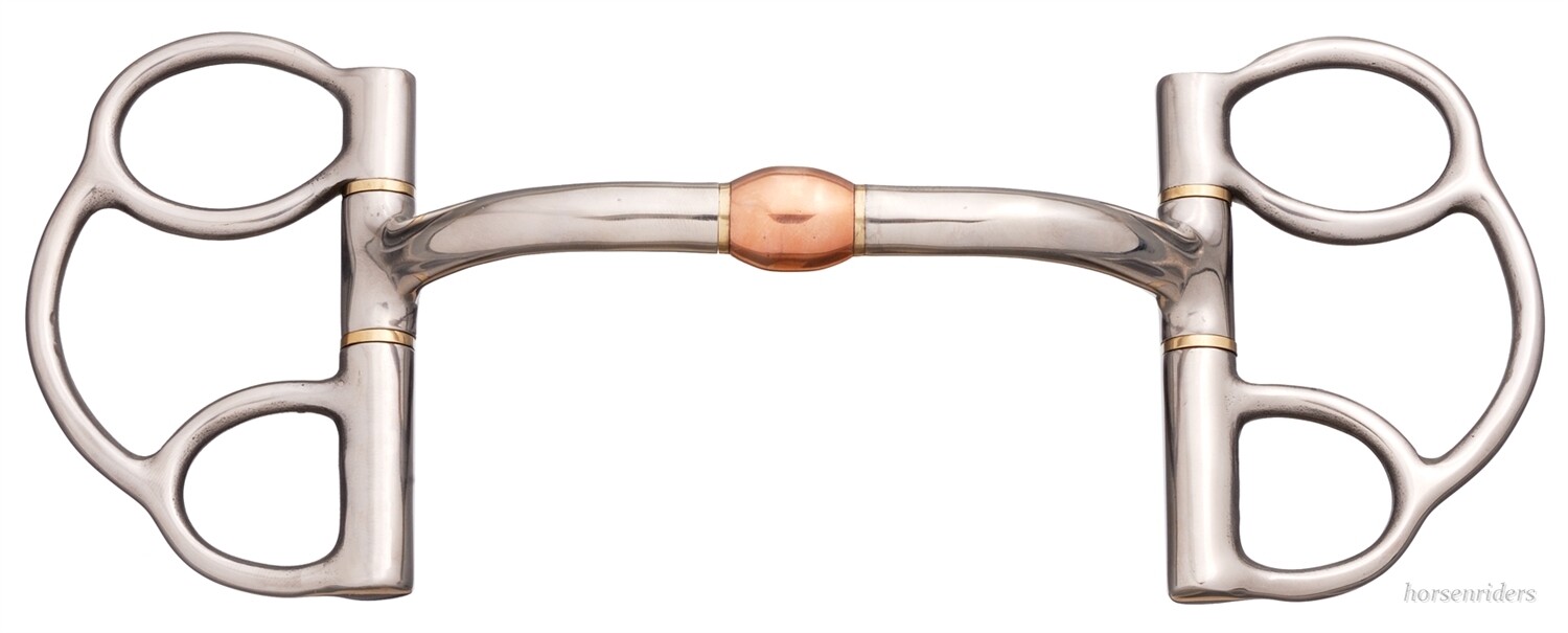 Horse Pinch Free Bit - Gentle Touch - 3 Ring Dee Copper Roller Bit - Stainless